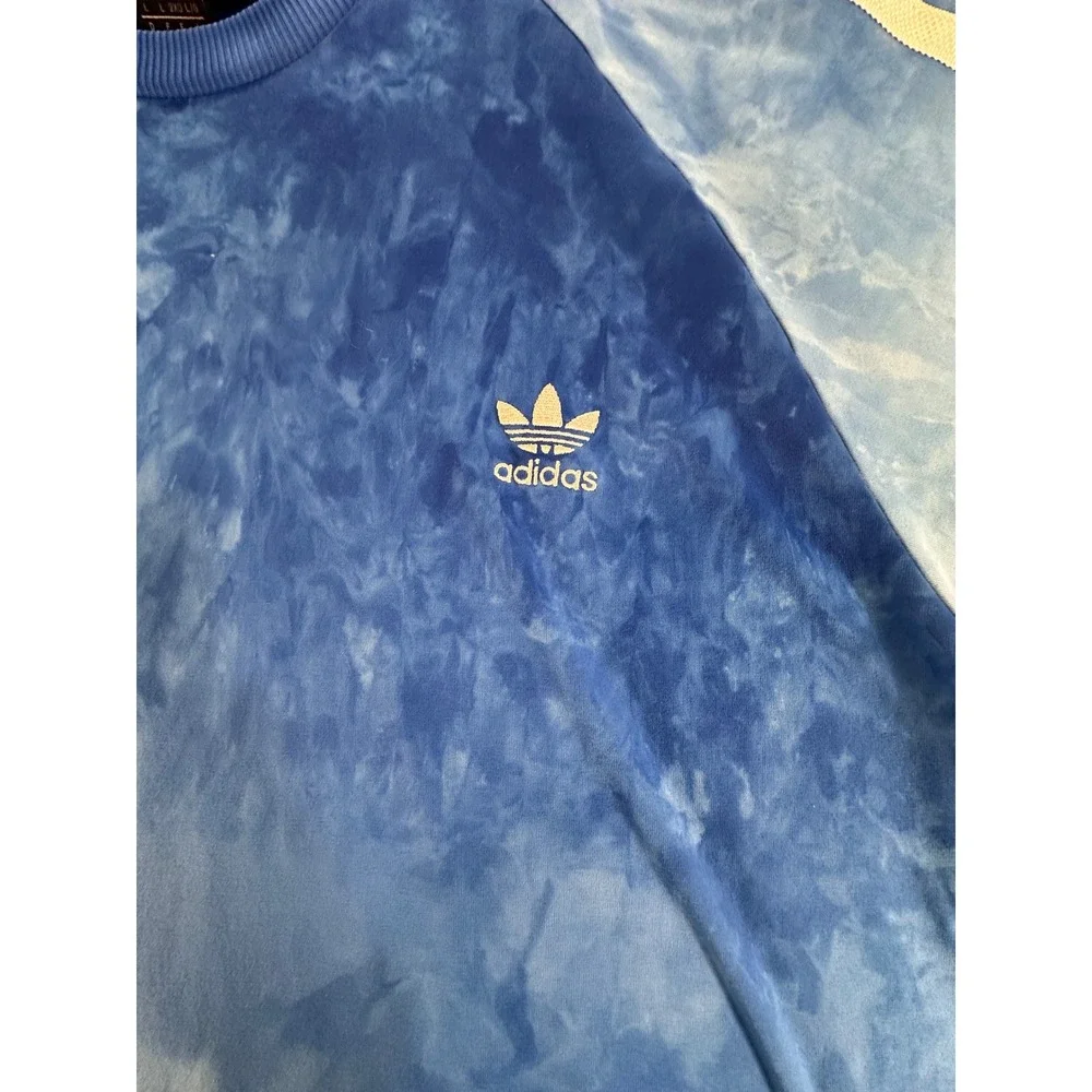 Adidas Pharrell Williams Hu Tie Dye T-Shirt Mens Large Blue 3-Stripe CW9102 2018